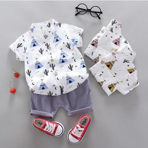 Two piece cartoon cotton short sleeve Shorts Set for children