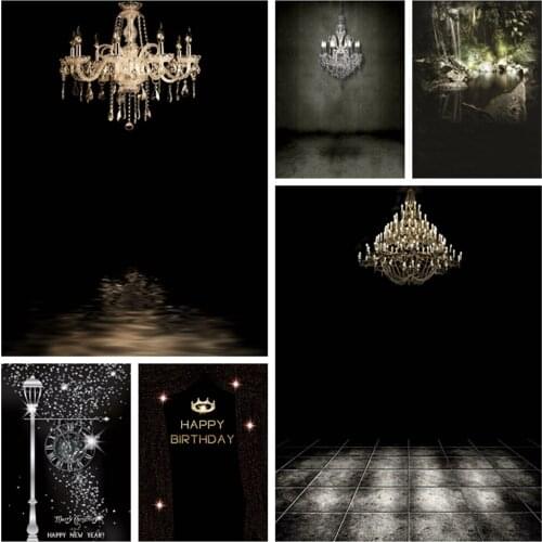 Laeacco Grunge Gradient Dark Chandelier House Child Photographic Backgrounds Customized Photography Backdrops For Photo Studio