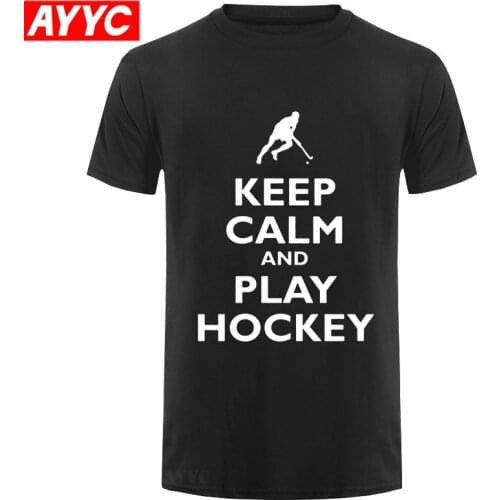 Keep Calm and Play HockeyER Mens T Shirt Field Hockey Grass free shipping Name Print T Shirt Mens Short Sleeve Hot Tops