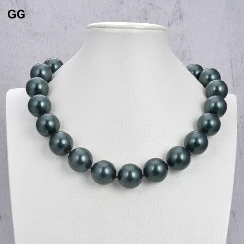 GG Jewelry Natural 18" Huge 20mm AAA Black Sea Shell Pearl Necklace Lady Jewelry