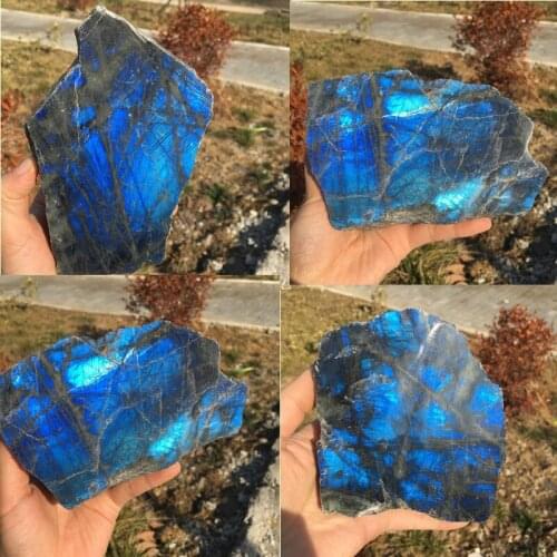 BLUE LIGHT natural labradorite moonlight stone raw gemstone section polished reiki healing crystals wicca for home decoration