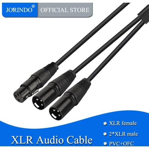 JORINDO 0.5M/1.64FT 3-hole XLR One point two Audio conversion line,XLR female to dual XLR female cable
