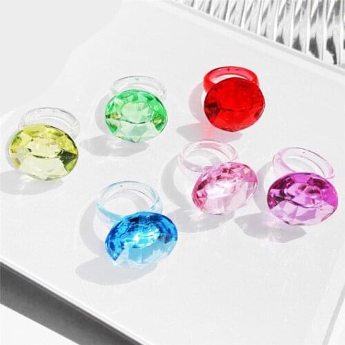 2021 Trend New Resin Transparent Fruit Series Cute Square Ring For Women Fashion Jewelry Party Decoration Friend Gift