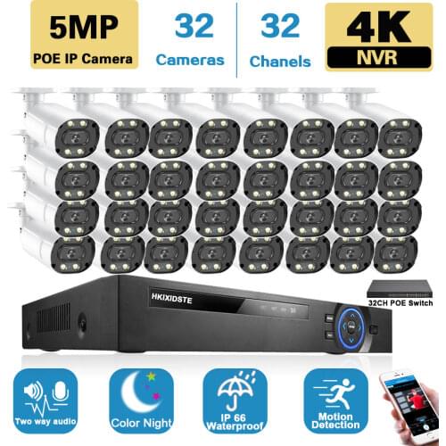 H.265 CCTV Camera Security System Kit 4K 16CH 32 Channel NVR Set Outdoor Color Night Vision POE IP Video Surveillance Camera Kit
