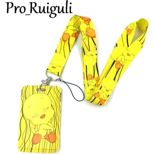 Cartoon Duck Yellow Key lanyard Car KeyChain ID Card Pass Gym Mobile Phone Badge Kids Key Ring Holder Jewelry Decorations