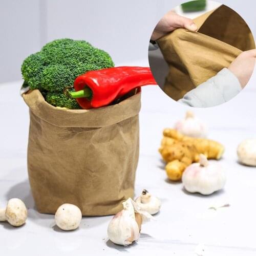 Washable Kraft Paper Bag Fruit and Vegetable Kitchen Storage Bag Multifunction Vegetable Plant Grow Bags Garden Flowers Pot