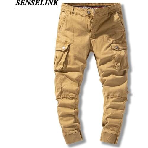 Mens Side Pockets 2020 Khaki Smart Casual Male Trousers Fashion Trend Casual Streetwear Men Pants