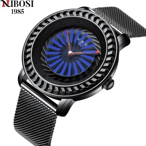 NIBOSI Spiral Design Stainless Steel Men Watches Sport Luxury Brand Wrist Watch for Men Waterproof Personality Relogio Masculino
