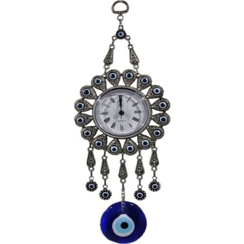 Handmade Hangings Ornamental Evil Eye Beaded Wall Clock
