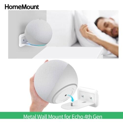 HomeMount Wall Mount Holder Stand for Amazon Alexa Echo 4 4th Generation Space Saving Shelf Accessory for Smart Speaker Bracket