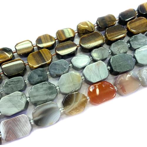Natural Botswana Agates Tiger Eagle Eye Blue Sodalite Beads DIY Freeform Geometric Loose Stone Beads For Jewelry Making Beads