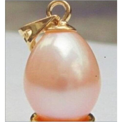 NATURAL 10-11mm AAA++ PINK SOUTH SEA PEARL PENDANT 14 YELLOW GOLD 35