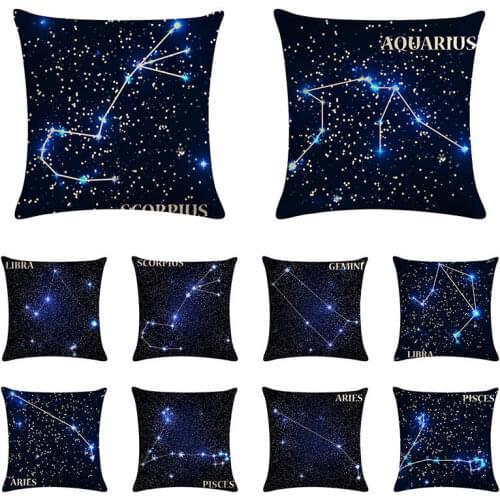 Deep star cushion cover night constellation pillow cover linen sofa car art decoration pillow cover 45x45cm