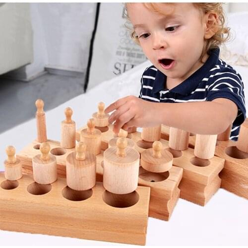New Montessori Materials Montessori Block Toys Educational Games Cylinder Socket Wooden Math Toys for Parent Child Interaction