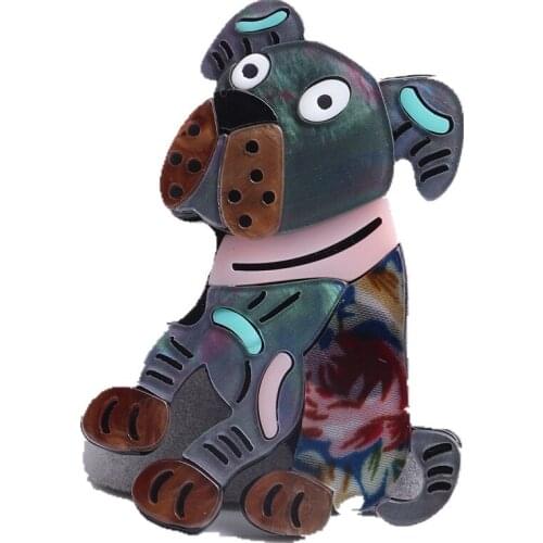 New Handmade Acrylic Dog Brooches For Women Kids Resin Animal Cute Colorful Brooch Corsage Pins Fashion Coat Dress Jewelry Gifts