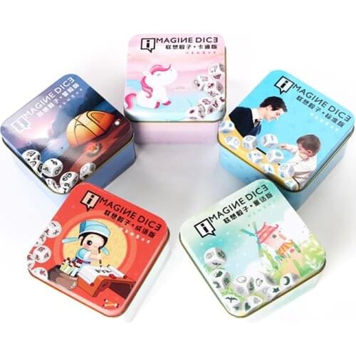 New Telling Story Dice Learning Toy Metal Box/Bag English Rules Family/Parents/Party Funny Imagine Education Toys for Children
