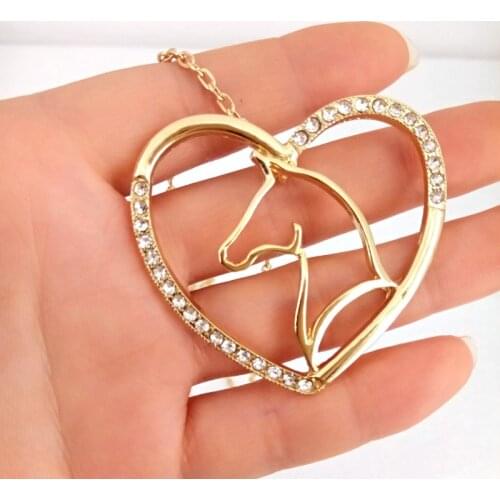 Hzew Crystal heart - shaped horse pendant necklace brand necklace fashion jewelry