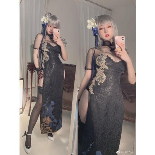 [Customized] Anime Azur Lane FFNF Saint Louis Cheongsam Dress Party Uniform Cosplay Costume Women Halloween Free Shipping 2021