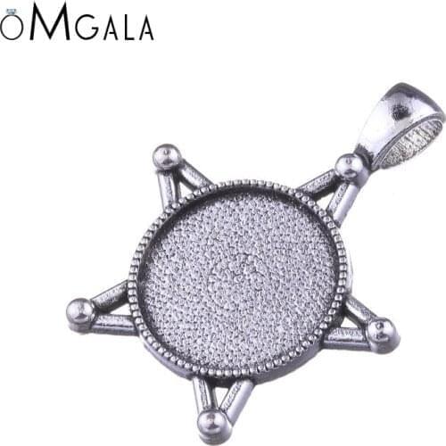 10pcs 20mm Inner Size Antique Silver Plated And Bronze Colors Five-Star Style Cabochon Base Setting Charms Pendant