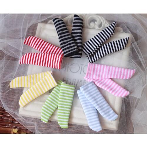 Sale 1pair Cute Mini Striped Socks for Blyth,OB11,BJD Doll Clothing Decoration Accessories