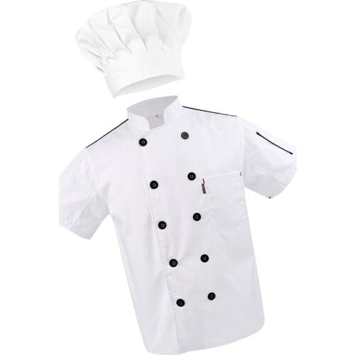 Chef Coat Waiter Uniforms L Cook Adjustable Kitchen Baker Chef Cap Hat White