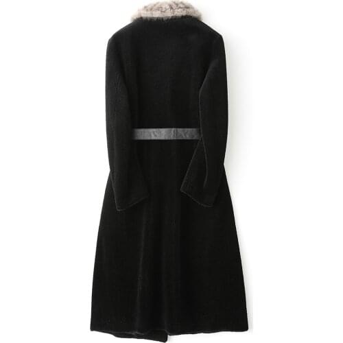 Real Fur Coat Women Shearling Wool Coat Mink Fur Collar Winter Autumn Jackets for Women Clothes 2020 Abrigo Mujer KJ709