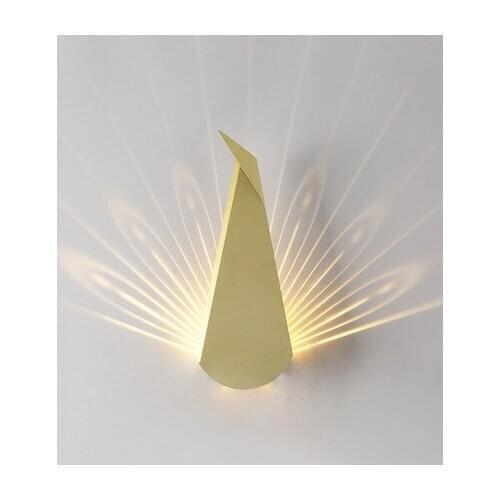 Nordic modern peacock wall lamp living room corridor bedroom bedside lamp modern creative personality LED color iron wall lamp