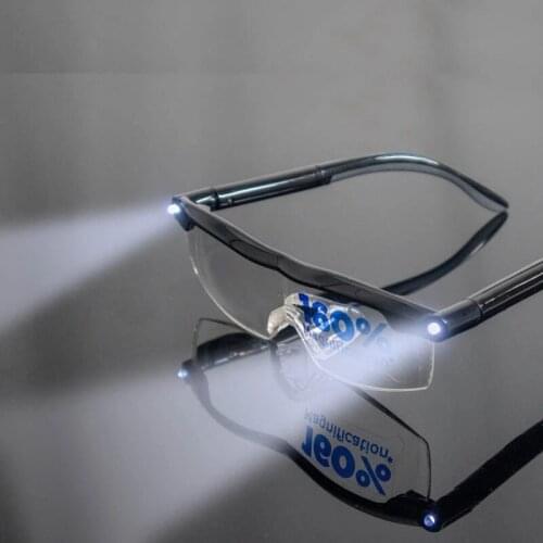 LED Reading Glasses 1.6x Magnification Sight Enhancing Bright Eyewear Rechargeable Spectacles Magnifier Presbyopic Eyeglasses