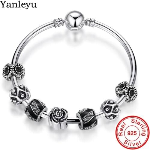 Yanleyu Original 925 Sterling Silver DIY Jewelry Charm Bracelets for Women Jewelry Making Fit PAN Bangles&Bracelets Gift PB043