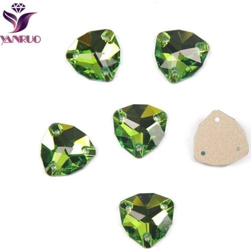 YANRUO 3272 Trilliant Peridot All for Handiwork Sewing Stones Ornaments Green Rhinestones Glass Swimwear Clothes