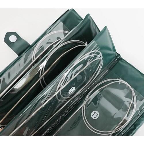 11 Sizes Stainless Steel Circular Knitting Needles Kit Yarn Weave DIY Knitting Needles Hooks Set 43/65/80/100/120cm with Bag