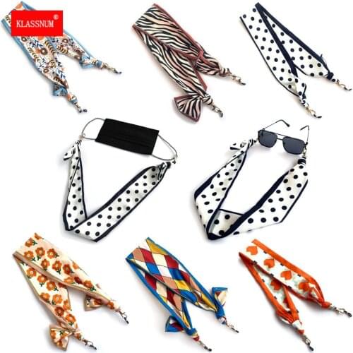 2021 Trend Silk Scarf Ribbon Bohemia Glasses Face Mask Chain Muti-purpose Vintage Eyeglasses Rope Chain Lanyard for Woman Man