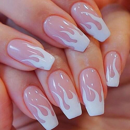 24Pcs Nail Beauty Sticker Non-drop Exquisite French Style Jelly Color DIY Nail Art Decal for Party