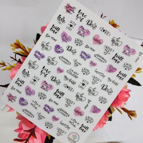 3D Nail stickers Art Love you and me Letters Design Peel Off Sliders for Nails Foil Adhesive All for Manicure Accessories