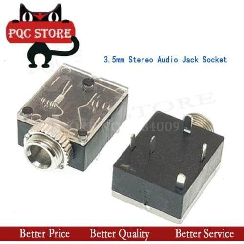 5pcs Hot sale 5 Pin 3.5mm Stereo Audio Jack Socket PCB Panel Mount for Headphone With Nut PJ-324M