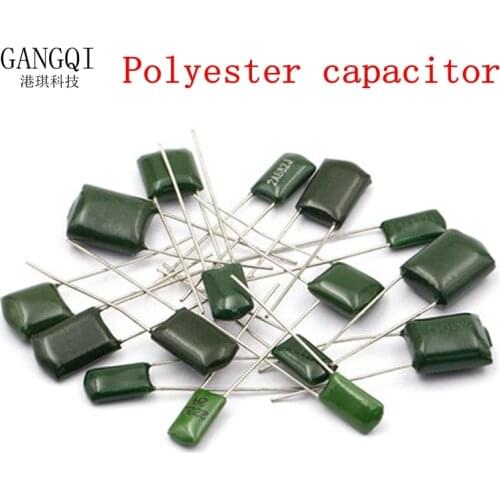 50pcs Polyester film capacitor 100V 1nF 1.5nF 2.2nF 100nF 2A471J 2A102J 2A152J 2A222J 2A392J 2A332J 2A472J 2A103J 2A104J 2A154J
