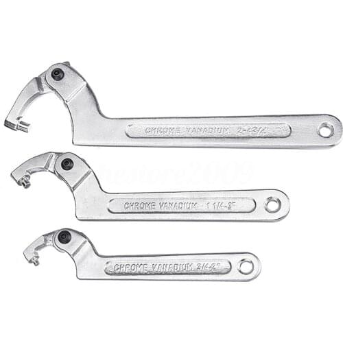 7/8/12/15 inch Adjustable Hook Wrench Pin Round Head Wrench C Shape Spanner Chrome Vanadium Tool Hand Tool Motorcycle