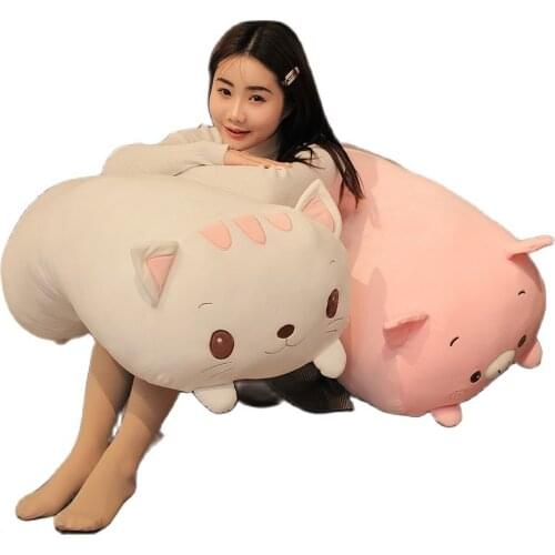 28-85CM Kawaii Big Fat Cat Dinosaur Bear Pig Hamster Pillow Stuffed Animal Throw Pillow Big Size Soft Plush Doll Toy