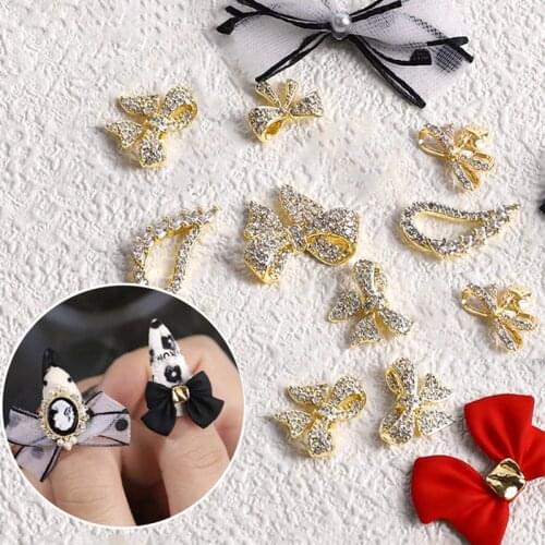 10 Type 3D Nails Accesorios Lace Ribbon Bowknot Frosted Alloy DIY Design Nails Decoration Nail Supplies For Professionals Tools