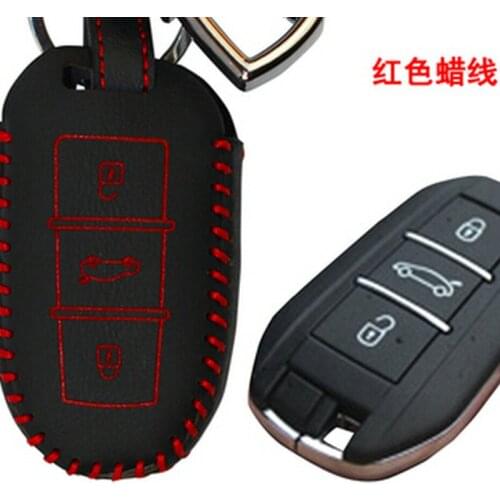 Car Leather key cover case smart key for 3008 301 408 2008 508 3button
