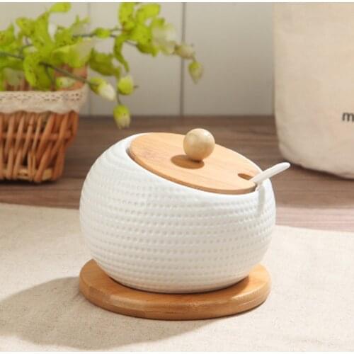 Large 500 g salt shaker ceramic seasoning bottle creative seasoning box multi-piece set base storage jar kitchen tool supplies