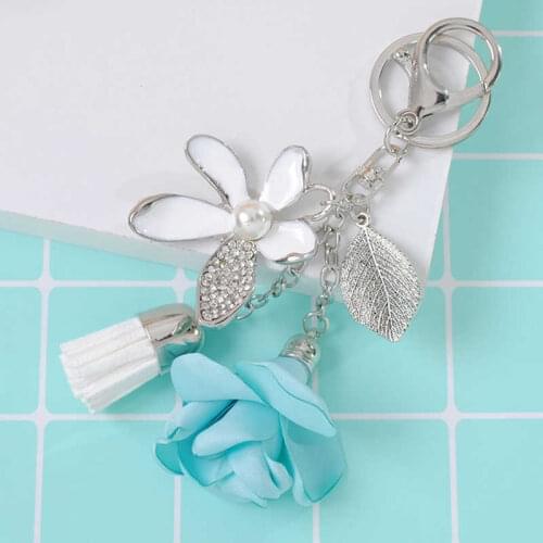 Chain Flower Bag Key Keychain Charm Car Tassel Cute Ring Crystal Women