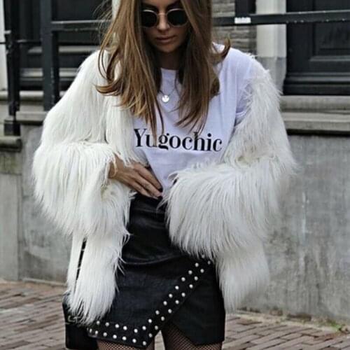 Long goat fur jacket women natural fur jacket ladies real fur jacket