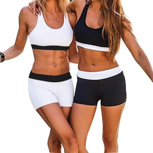 Women Yoga Sports Set High Elastic Bra+Shorts Set Solid Fitness Gym Wear Sportswear Set Exercise Jogging Workout Jogging Suit