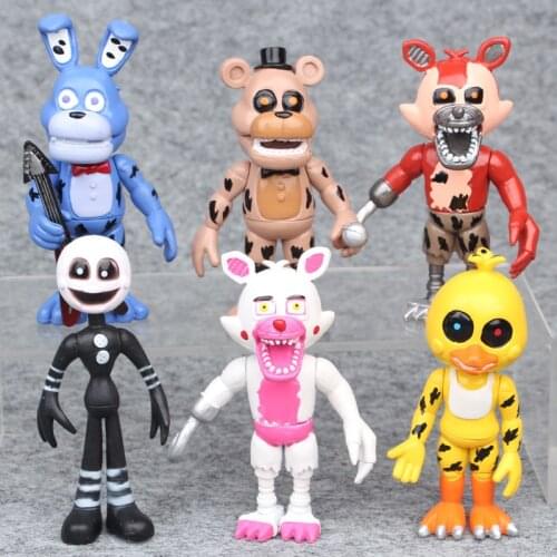 6pcs Anime Five Nights At Freddys Pvc Doll Action Figures Freddy Bonnie Chica Foxy Thriller Adventure Games Doll Toys
