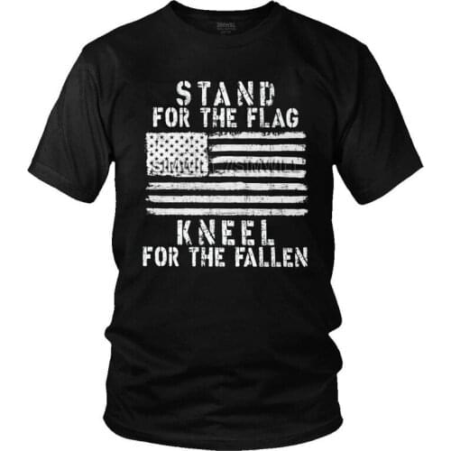 US Flag Stand For The Flag Kneel For The Fallen T-Shirts Men Novelty T Shirt Short Sleeve 4th of july Tshirts Cotton Tee Tops