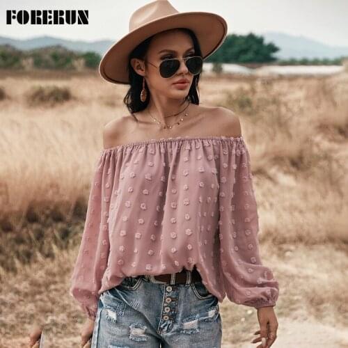 FORERUN Off Shoulder Blouses