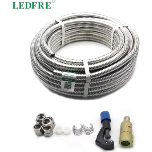 LEDFRE 304 Stainless Steel Corrugated Tube 3/8" 1/2" 3/4" 1" DIY Pipe Plumbing Hose Retractable Water Connector LF16006