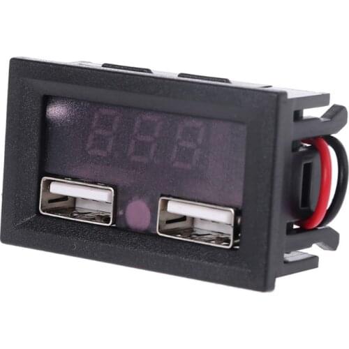 12V Lead Acid Battery Capacity Indicator Voltage Car Power Display with Dual USB Charger 5V 2A Y5JA