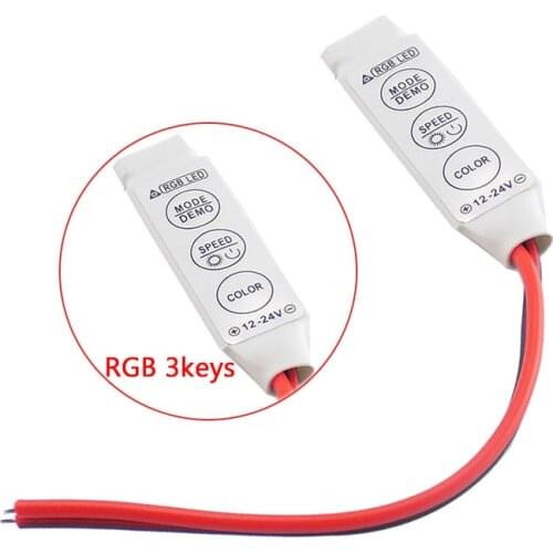 1pcs LED Strip RGB Controller Dimmer Switch DC 12V LED Single Color Mini 3Key Controller for SMD 5050 3528 5730 LED Strip Light